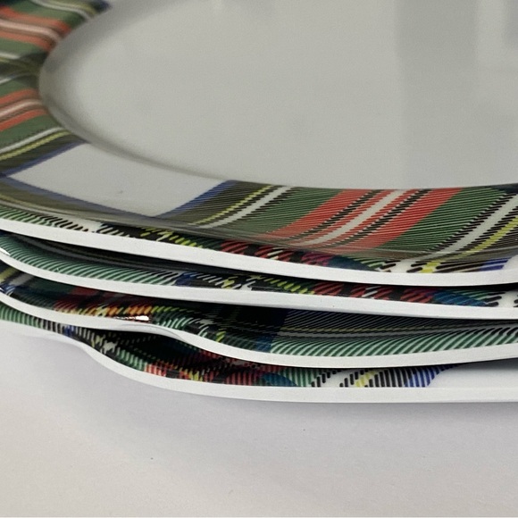 ASPEN HOME Tartan Plaid Dinner Plate Set of 4 Dinner 10.5” Melamine MINT Cond - Picture 9 of 16